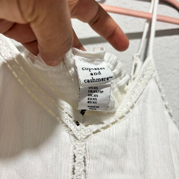 Cupcakes & Cashmere Womens White Drop Waist Coast Crochet Frill Sundress XS - Picture 8 of 10